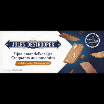 Jules Destrooper Fijne Amandelkoekjes Melkchocolade 125 g bij Jumbo