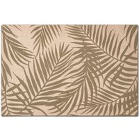 1x placemats palm bladeren print - linnen - 45 x 30 cm - beige/groen - thumbnail