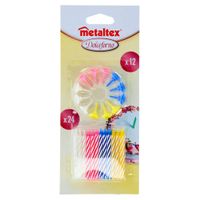 Metaltex Taartkaarsen 24 Stuks + 12 Houders - thumbnail