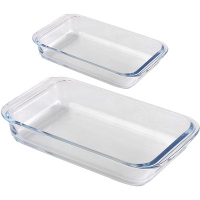 Ovenschaal set 2-delig - rechthoek - glas - 1L en 3L Ovenschaal set 2-delig - rechthoek - glas - 1L en 3L