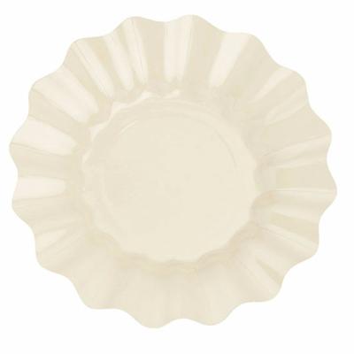 Feestbordjes/gebaksbordjes met schulprand - 8x - ivoor wit - rond - karton - 21 cm