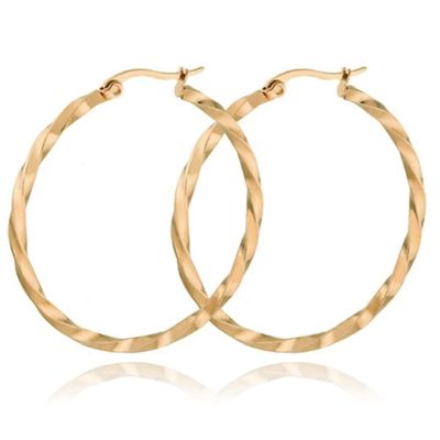 Dames Oorbellen Ringen Goudkleurig Gedraaid Edelstaal - 40mm
