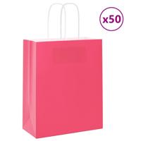 VidaXL Papieren zakken 50 st met hengsels 18x8x22 cm roze