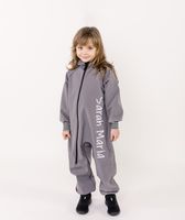Waterproof Softshell Overall Comfy Grey Striped Cuffs Jumpsuit - thumbnail