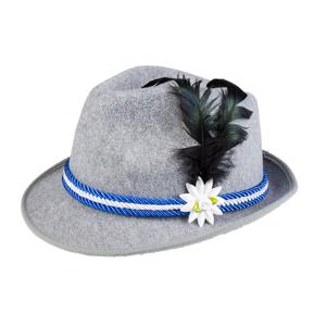 Verkleed hoedje voor Oktoberfest/duits/tiroler - grijs/blauw - volwassenen - Carnaval