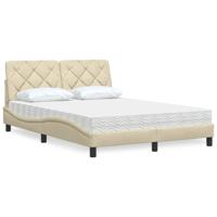 Bed met matras stof crèmekleurig 120x200 cm