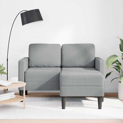 2-zitsbank met ligstoel L-vormig lichtgrijs 125 cm stof