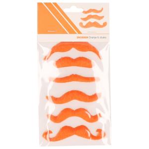 Plaksnorren oranje - 6x st - verkleed snorren - Koningsdag - EK/WK - nepsnorren