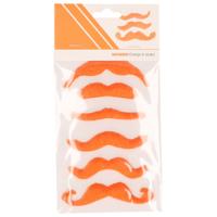 Plaksnorren oranje - 6x st - verkleed snorren - Koningsdag - EK/WK - nepsnorren