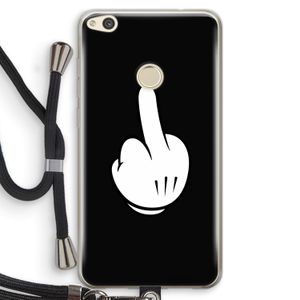 Middle finger black: Huawei Ascend P8 Lite (2017) Transparant Hoesje met koord