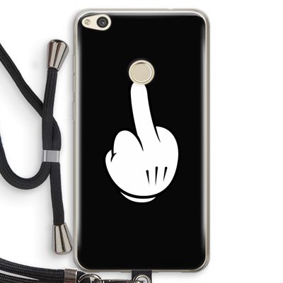 Middle finger black: Huawei Ascend P8 Lite (2017) Transparant Hoesje met koord