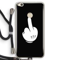 Middle finger black: Huawei Ascend P8 Lite (2017) Transparant Hoesje met koord