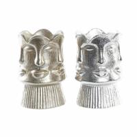 Vaas DKD Home Decor Gouden Gezicht Champagne Zilverkleurig Aluminium Modern 12 x 12 x 17 cm (2 Stuks)