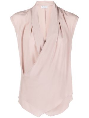Brunello Cucinelli blouse cache-cœur en soie - Rose