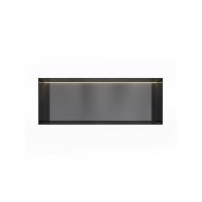 Hotbath &MORE Inbouwbox of inbouwnis - 30x80x10 - frameless + LED - Geborsteld zwart PVD BOX080FLMBP