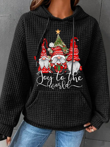 Joy To The World Gnome Christmas Cotton-Blend Simple Hoodie