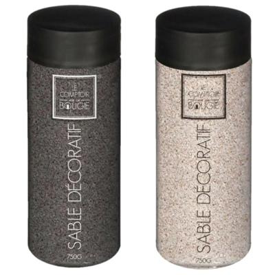 Atmosphera Decoratie zand - 2x potjes - beige en zwart - 750 gram - Zandkorrels - hobby vulmateriaal