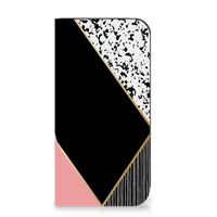 iPhone 15 Pro Max Stand Case Zwart Roze Vormen - thumbnail