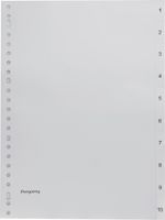 Pergamy tabbladen, ft A4, 23-gaatsperforatie, grijze PP, set 1-10
