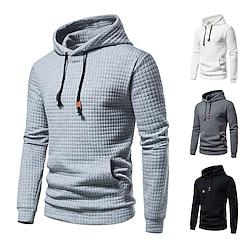 Voor heren Trui met capuchon Zwart Wit Lichtgrijs Donkergrijs Capuchon Effen Zak Sport Outdoor Dagelijks Feestdagen Streetwear Basic Casual Lente Herfst Kleding Hoodies Sweatshirts Lange mouw Lightinthebox