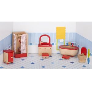 Goki Furniture for flexible puppets, bathroom Babypopbadkamer