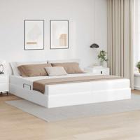 Opbergbed met matras met matras Wit 200 x 200 cm Nep Leer