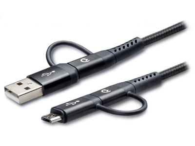 Mobilize Mobilize Strong Nylon Cable 4in1 USB, USB-C to Micro USB, USB-C 1.5m Black