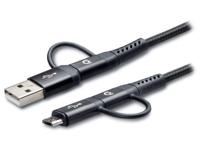 Mobilize Mobilize Strong Nylon Cable 4in1 USB, USB-C to Micro USB, USB-C 1.5m Black