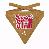 PLENTY GIFTS KERST BANDANA SANTA'S STAR GLITTER GOUD