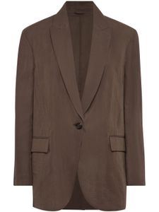 Brunello Cucinelli blazer en coton à simple boutonnage - Marron