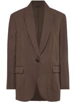 Brunello Cucinelli blazer en coton à simple boutonnage - Marron - thumbnail