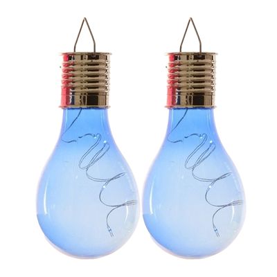 Lumineo solar tuin 8x stuks LED ophang verlichting/lampjes blauw 14 x 8 cm