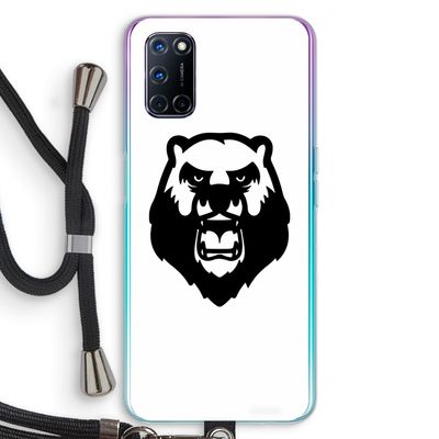 Angry Bear (white): Oppo A92 Transparant Hoesje met koord