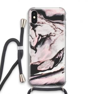 Roze stroom: iPhone XS Transparant Hoesje met koord