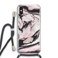 Roze stroom: iPhone XS Transparant Hoesje met koord