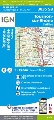 Wandelkaart - Topografische kaart 3035 SB - Serie Bleue Tounon-sur-Rhône - Satillieu | IGN - Institut Géographique National