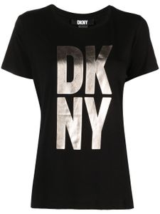 DKNY metallic-finish logo-print jersey T-shirt - Noir