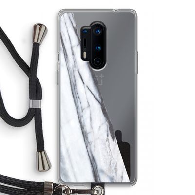 Gestreepte marmer: OnePlus 8 Pro Transparant Hoesje met koord