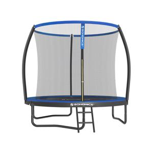 Trampoline met met veiligheidsnet beklede stangen, Zwart + Blauw / 244 cm