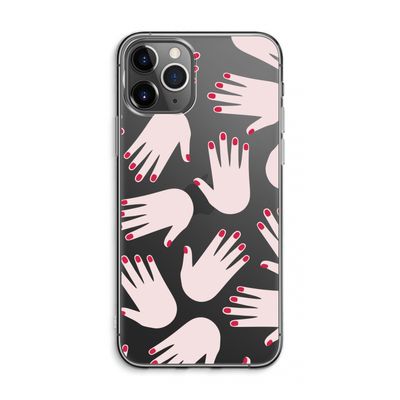 Hands pink: iPhone 11 Pro Max Transparant Hoesje