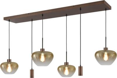 Masterlight 6-lichts hanglampGenua bruin met goud glas en pendels - 2971-1515130256MC222