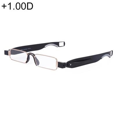 Draagbare vouwen 360 graden rotatie Presbyopic leesbril met pen opknoping + 1.00 D (zwart)