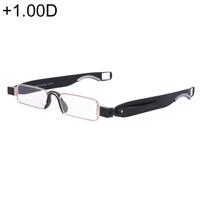 Draagbare vouwen 360 graden rotatie Presbyopic leesbril met pen opknoping + 1.00 D (zwart)