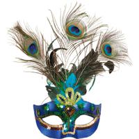 Verkleed gezichtsmasker Venetiaans - pauw - dames - Carnaval/gemaskerd bal - thumbnail