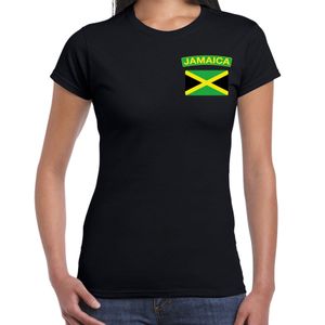 Jamaica landen shirt met vlag zwart voor dames - borst bedrukking 2XL  -