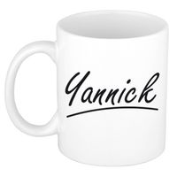 Yannick voornaam kado beker / mok sierlijke letters - gepersonaliseerde mok met naam - Naam mokken