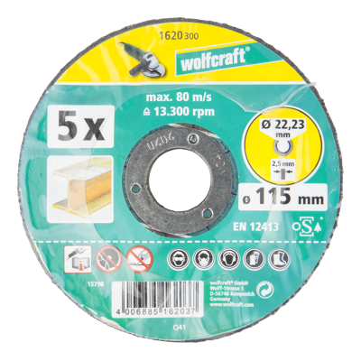 Wolfcraft Doorslijpschijf | Ø115 x 2,5 x 22,23 | 5 stuks - 1620300