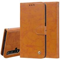 Business stijl olie Wax textuur horizontale Flip lederen case voor Huawei Honor 20 met houder & kaartsleuven & portemonnee (bruin)