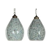 Plafondlamp Home ESPRIT Groen Hemelsblauw Metaal Kristal 25 W 23 x 23 x 66 cm (2 Stuks)