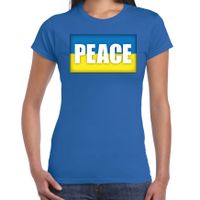 Peace t-shirt blauw dames - Oekraine shirt met Oekraiense vlag Peace t-shirt blauw dames - Oekraine shirt met Oekraiense vlag